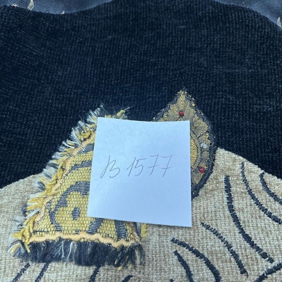 Indigo Moon Multicolor Velvet Embroidered Beaded Tapestry Jacket Boho SzL Flawed - Picture 16 of 16